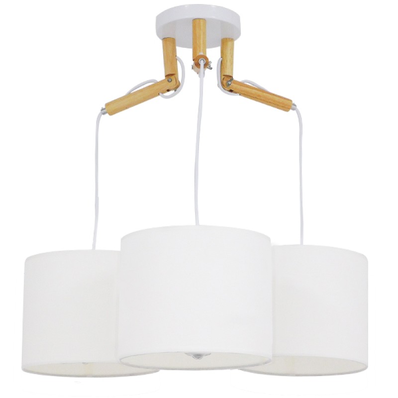 GLOBOSTAR® RAMSON 01526 Μοντέρνο Κρεμαστό Φωτιστικό Οροφής με Ντουί 3 x E27 AC 220-240V IP20 - Λευκό & Μπεζ - Μ65 x Π65 x Υ20cm