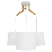 GLOBOSTAR® RAMSON 01526 Μοντέρνο Κρεμαστό Φωτιστικό Οροφής με Ντουί 3 x E27 AC 220-240V IP20 - Λευκό & Μπεζ - Μ65 x Π65 x Υ20cm