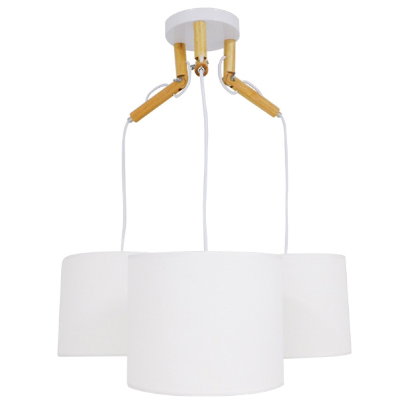 GLOBOSTAR® RAMSON 01526 Μοντέρνο Κρεμαστό Φωτιστικό Οροφής με Ντουί 3 x E27 AC 220-240V IP20 - Λευκό & Μπεζ - Μ65 x Π65 x Υ20cm