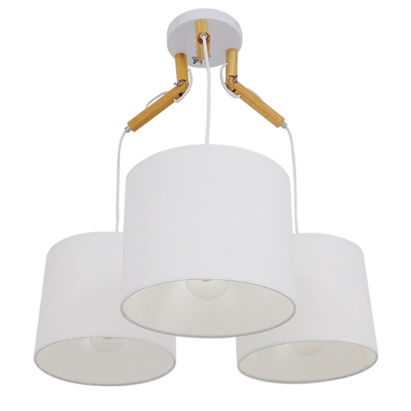 GLOBOSTAR® RAMSON 01526 Μοντέρνο Κρεμαστό Φωτιστικό Οροφής με Ντουί 3 x E27 AC 220-240V IP20 - Λευκό & Μπεζ - Μ65 x Π65 x Υ20cm