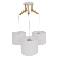 GLOBOSTAR® RAMSON 01526 Μοντέρνο Κρεμαστό Φωτιστικό Οροφής με Ντουί 3 x E27 AC 220-240V IP20 - Λευκό & Μπεζ - Μ65 x Π65 x Υ20cm