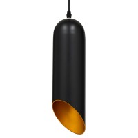 GLOBOSTAR® CARSON 01527 Μοντέρνο Κρεμαστό Φωτιστικό Οροφής με Ντουί 1 x E27 AC 220-240V IP20 - Μαύρο & Χρυσό - Μ10 x Π10 x Υ38cm