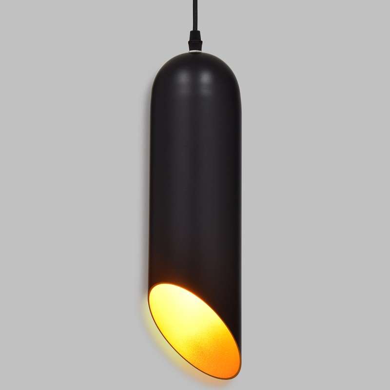 GLOBOSTAR® CARSON 01527 Μοντέρνο Κρεμαστό Φωτιστικό Οροφής με Ντουί 1 x E27 AC 220-240V IP20 - Μαύρο & Χρυσό - Μ10 x Π10 x Υ38cm