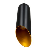 GLOBOSTAR® CARSON 01527 Μοντέρνο Κρεμαστό Φωτιστικό Οροφής με Ντουί 1 x E27 AC 220-240V IP20 - Μαύρο & Χρυσό - Μ10 x Π10 x Υ38cm