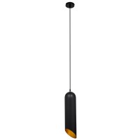 GLOBOSTAR® CARSON 01528 Μοντέρνο Κρεμαστό Φωτιστικό Οροφής με Ντουί 1 x E27 AC 220-240V IP20 - Μαύρο & Χρυσό - Μ12 x Π12 x Υ52cm