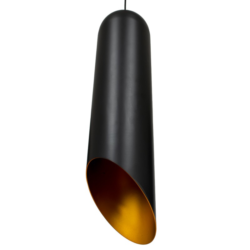 GLOBOSTAR® CARSON 01529 Μοντέρνο Κρεμαστό Φωτιστικό Οροφής με Ντουί 1 x E27 AC 220-240V IP20 - Μαύρο & Χρυσό - Μ15 x Π15 x Υ68cm