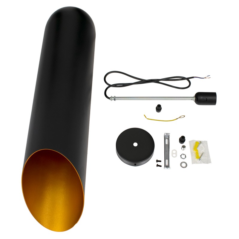 GLOBOSTAR® CARSON 01529 Μοντέρνο Κρεμαστό Φωτιστικό Οροφής με Ντουί 1 x E27 AC 220-240V IP20 - Μαύρο & Χρυσό - Μ15 x Π15 x Υ68cm