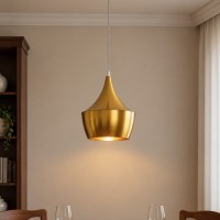 GLOBOSTAR® SHANGHAI 01544 Μοντέρνο Κρεμαστό Φωτιστικό Οροφής με Ντουί 1 x E27 AC 220-240V IP20 - Χρυσό Πλατίνα - Μ24 x Π24 x Υ30cm