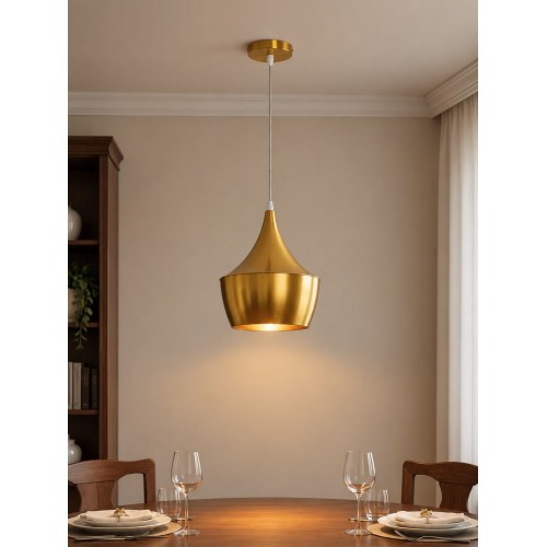 GLOBOSTAR® SHANGHAI 01544 Μοντέρνο Κρεμαστό Φωτιστικό Οροφής με Ντουί 1 x E27 AC 220-240V IP20 - Χρυσό Πλατίνα - Μ24 x Π24 x Υ30cm