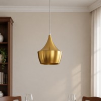 GLOBOSTAR® SHANGHAI 01544 Μοντέρνο Κρεμαστό Φωτιστικό Οροφής με Ντουί 1 x E27 AC 220-240V IP20 - Χρυσό Πλατίνα - Μ24 x Π24 x Υ30cm