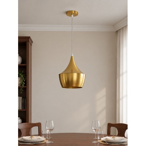 GLOBOSTAR® SHANGHAI 01544 Μοντέρνο Κρεμαστό Φωτιστικό Οροφής με Ντουί 1 x E27 AC 220-240V IP20 - Χρυσό Πλατίνα - Μ24 x Π24 x Υ30cm