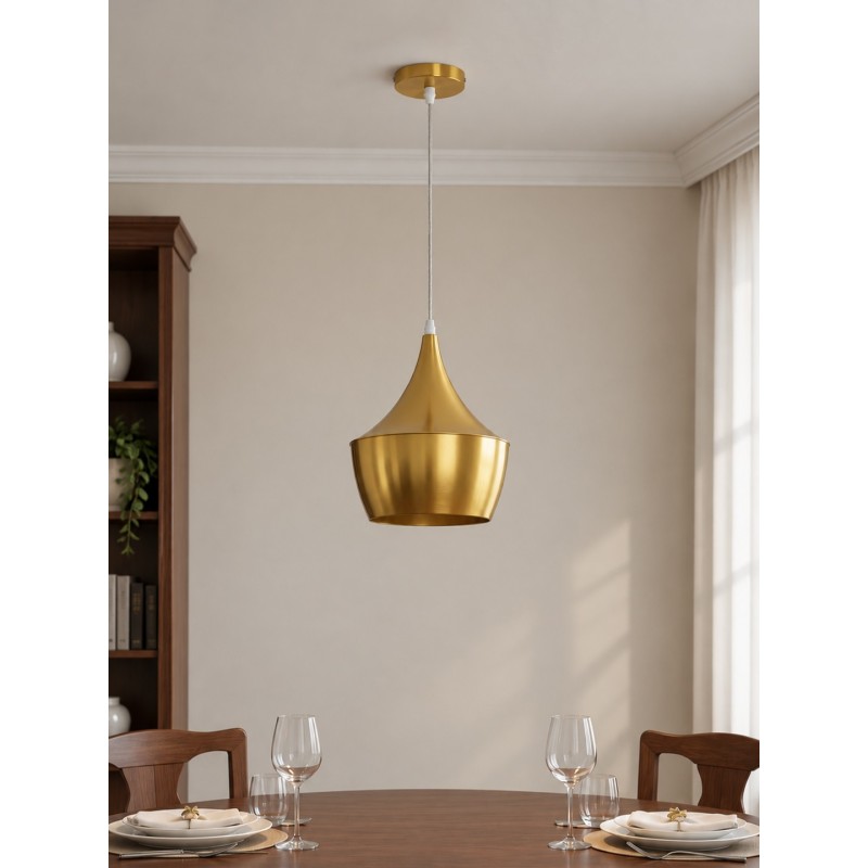 GLOBOSTAR® SHANGHAI 01544 Μοντέρνο Κρεμαστό Φωτιστικό Οροφής με Ντουί 1 x E27 AC 220-240V IP20 - Χρυσό Πλατίνα - Μ24 x Π24 x Υ30cm