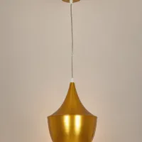 GLOBOSTAR® SHANGHAI 01544 Μοντέρνο Κρεμαστό Φωτιστικό Οροφής με Ντουί 1 x E27 AC 220-240V IP20 - Χρυσό Πλατίνα - Μ24 x Π24 x Υ30cm