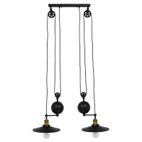 GLOBOSTAR® CARILO 01550 Vintage Κρεμαστό Φωτιστικό Οροφής με Ντουί 2 x E27 AC 220-240V IP20 - Μαύρο & Χρυσό - Μ72 x Π26 x Υ120cm
