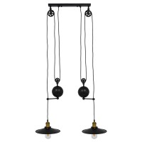 GLOBOSTAR® CARILO 01550 Vintage Κρεμαστό Φωτιστικό Οροφής με Ντουί 2 x E27 AC 220-240V IP20 - Μαύρο & Χρυσό - Μ72 x Π26 x Υ120cm