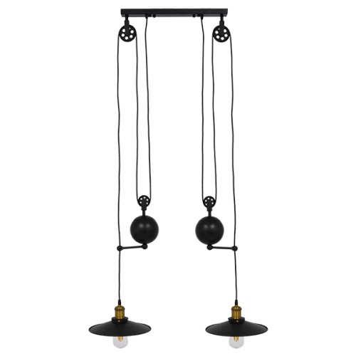 GLOBOSTAR® CARILO 01550 Vintage Κρεμαστό Φωτιστικό Οροφής με Ντουί 2 x E27 AC 220-240V IP20 - Μαύρο & Χρυσό - Μ72 x Π26 x Υ120cm