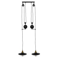 GLOBOSTAR® CARILO 01550 Vintage Κρεμαστό Φωτιστικό Οροφής με Ντουί 2 x E27 AC 220-240V IP20 - Μαύρο & Χρυσό - Μ72 x Π26 x Υ120cm