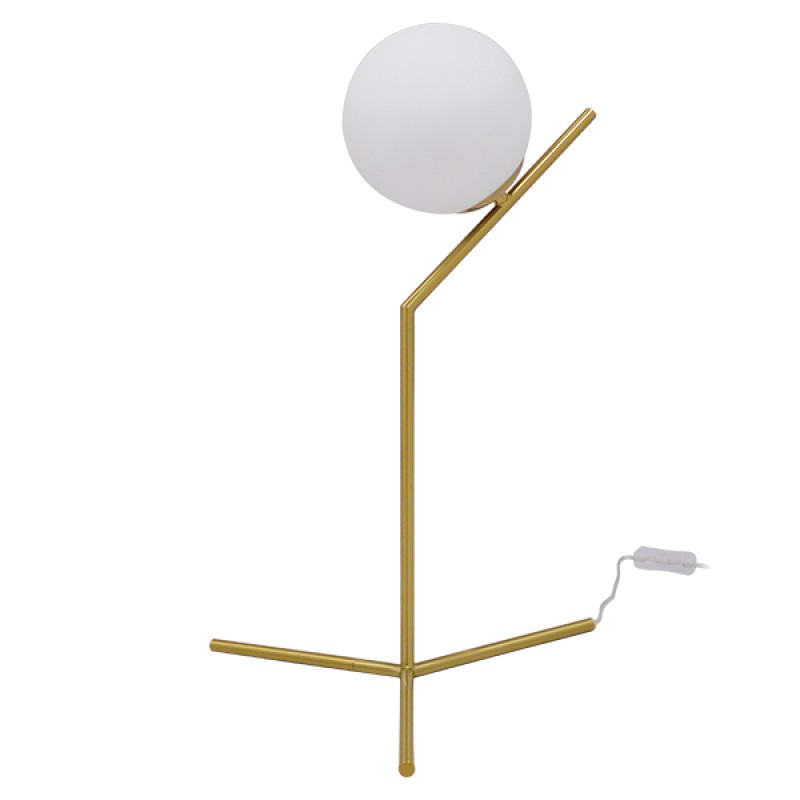GLOBOSTAR® ELFIS 01551 Μοντέρνο Επιτραπέζιο Φωτιστικό Πορτατίφ με Ντουί 1 x E27 AC 220-240V IP20 - Χρυσό & Λευκό - Μ15 x Π15 x Υ53cm