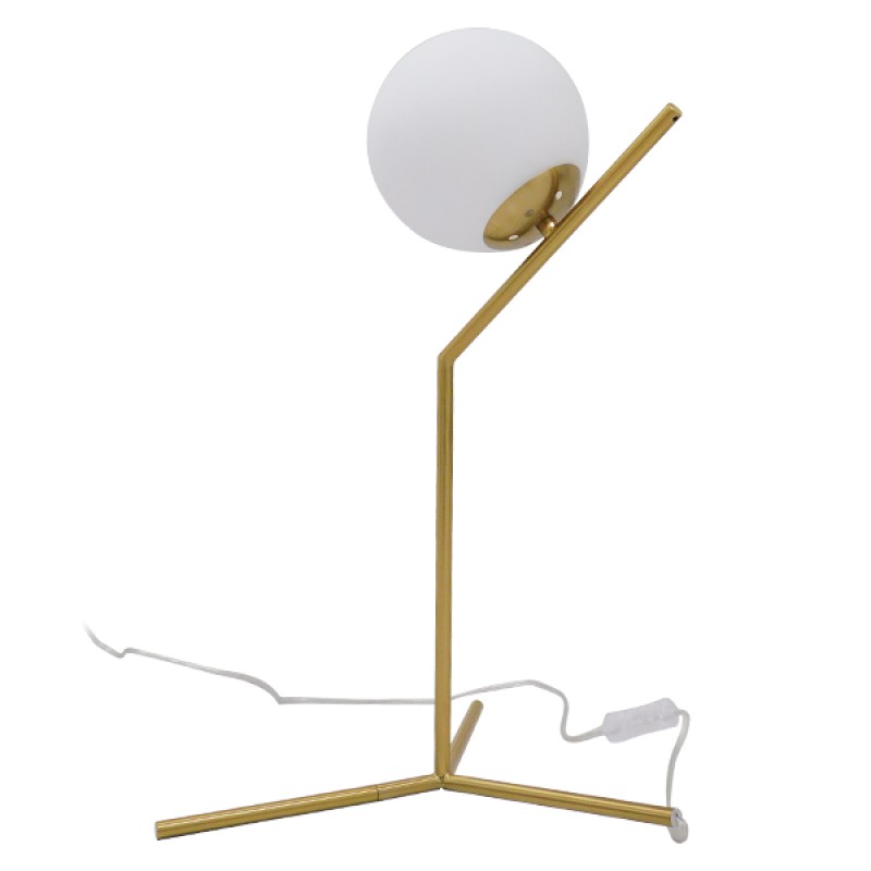 GLOBOSTAR® ELFIS 01551 Μοντέρνο Επιτραπέζιο Φωτιστικό Πορτατίφ με Ντουί 1 x E27 AC 220-240V IP20 - Χρυσό & Λευκό - Μ15 x Π15 x Υ53cm