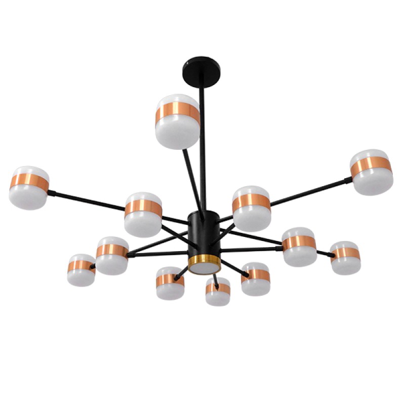 GLOBOSTAR® ORNATE 01553 Μοντέρνο Φωτιστικό Οροφής LED 104W 8320lm 360° AC 220-240V IP20 Φυσικό Λευκό 4500K - Lumileds SMD Chip - Μαύρο & Χάλκινο - Μ65 x Π65 x Υ70cm - 2 Χρόνια Εγγύηση