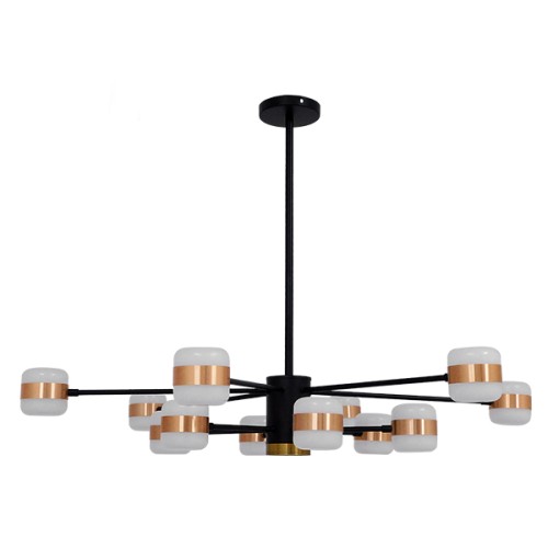 GLOBOSTAR® ORNATE 01553 Μοντέρνο Φωτιστικό Οροφής LED 104W 8320lm 360° AC 220-240V IP20 Φυσικό Λευκό 4500K - Lumileds SMD Chip - Μαύρο & Χάλκινο - Μ65 x Π65 x Υ70cm - 2 Χρόνια Εγγύηση