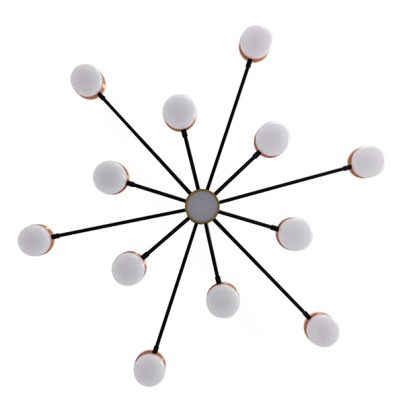 GLOBOSTAR® ORNATE 01553 Μοντέρνο Φωτιστικό Οροφής LED 104W 8320lm 360° AC 220-240V IP20 Φυσικό Λευκό 4500K - Lumileds SMD Chip - Μαύρο & Χάλκινο - Μ65 x Π65 x Υ70cm - 2 Χρόνια Εγγύηση