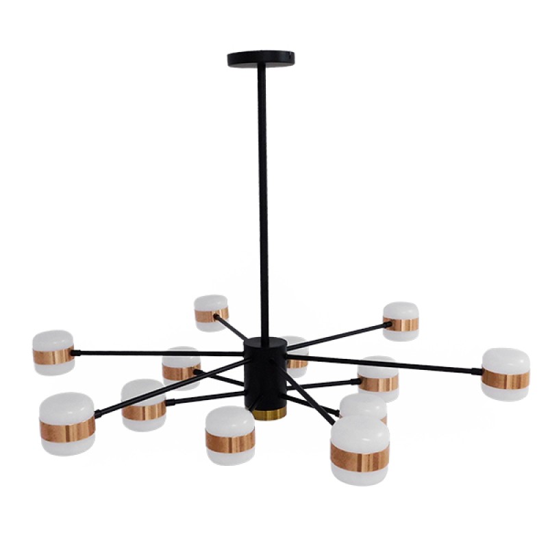 GLOBOSTAR® ORNATE 01553 Μοντέρνο Φωτιστικό Οροφής LED 104W 8320lm 360° AC 220-240V IP20 Φυσικό Λευκό 4500K - Lumileds SMD Chip - Μαύρο & Χάλκινο - Μ65 x Π65 x Υ70cm - 2 Χρόνια Εγγύηση