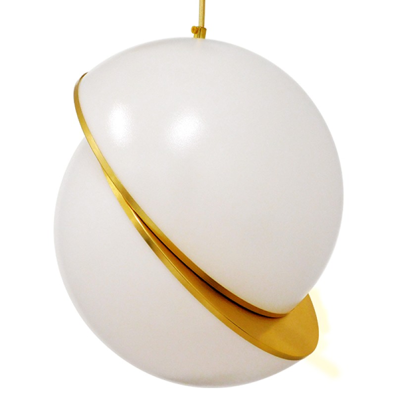 GLOBOSTAR® HUDSON 01555 Μοντέρνο Κρεμαστό Φωτιστικό Οροφής με Ντουί 1 x E27 AC 220-240V IP20 - Λευκό & Χρυσό - Μ30 x Π30 x Υ34cm