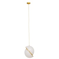 GLOBOSTAR® HUDSON 01555 Μοντέρνο Κρεμαστό Φωτιστικό Οροφής με Ντουί 1 x E27 AC 220-240V IP20 - Λευκό & Χρυσό - Μ30 x Π30 x Υ34cm