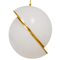 GLOBOSTAR® HUDSON 01555 Μοντέρνο Κρεμαστό Φωτιστικό Οροφής με Ντουί 1 x E27 AC 220-240V IP20 - Λευκό & Χρυσό - Μ30 x Π30 x Υ34cm