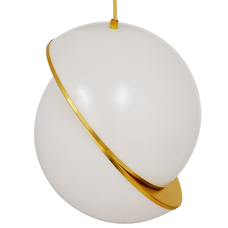 GLOBOSTAR® HUDSON 01555 Μοντέρνο Κρεμαστό Φωτιστικό Οροφής με Ντουί 1 x E27 AC 220-240V IP20 - Λευκό & Χρυσό - Μ30 x Π30 x Υ34cm
