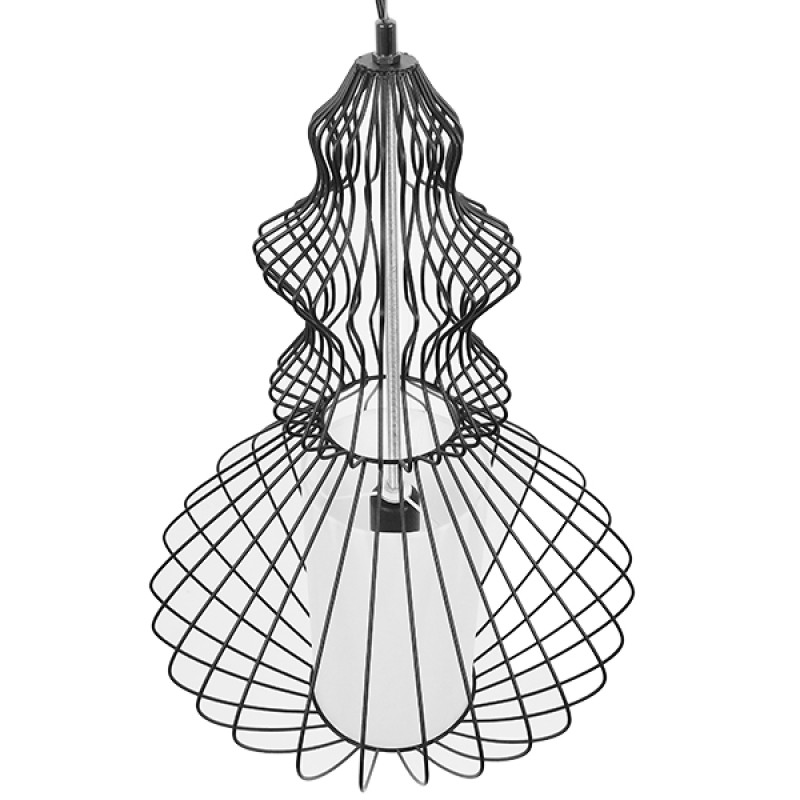 GLOBOSTAR® LILY 01558 Vintage Κρεμαστό Φωτιστικό Οροφής με Ντουί 1 x E27 AC 220-240V IP20 - Μαύρο & Λευκό - Μ43 x Π43 x Υ55cm