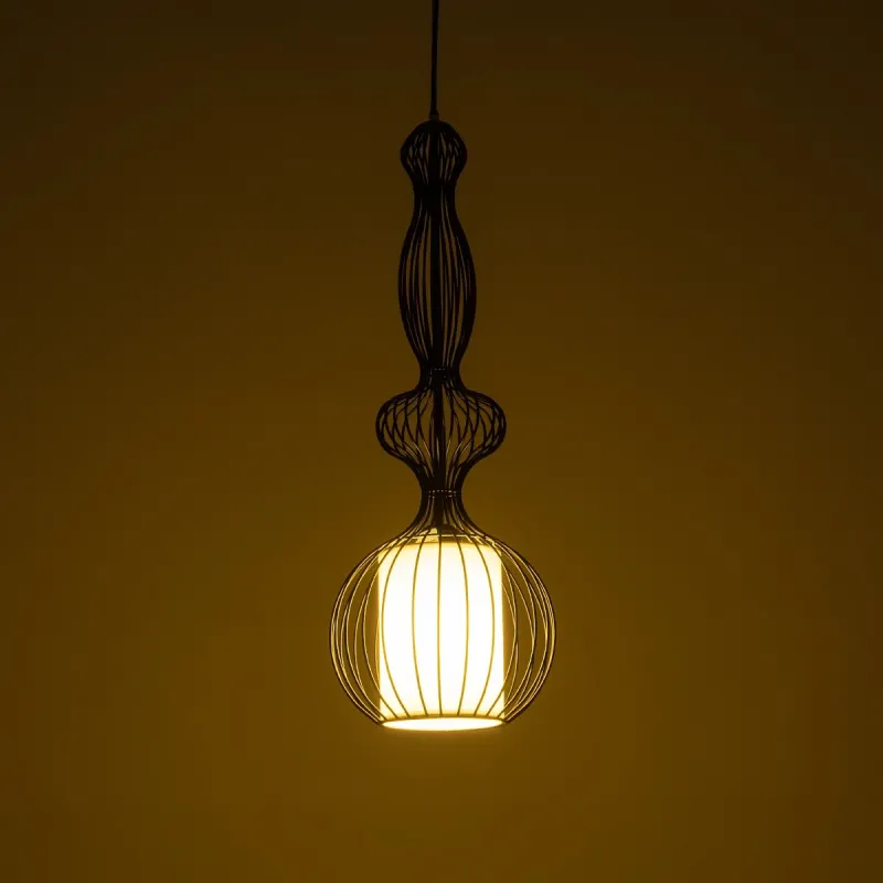 GLOBOSTAR® LILY 01560 Vintage Κρεμαστό Φωτιστικό Οροφής με Ντουί 1 x E27 AC 220-240V IP20 - Μαύρο & Λευκό - Μ25 x Π25 x Υ67cm