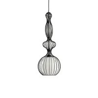 GLOBOSTAR® LILY 01560 Vintage Κρεμαστό Φωτιστικό Οροφής με Ντουί 1 x E27 AC 220-240V IP20 - Μαύρο & Λευκό - Μ25 x Π25 x Υ67cm