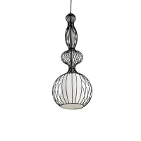GLOBOSTAR® LILY 01560 Vintage Κρεμαστό Φωτιστικό Οροφής με Ντουί 1 x E27 AC 220-240V IP20 - Μαύρο & Λευκό - Μ25 x Π25 x Υ67cm