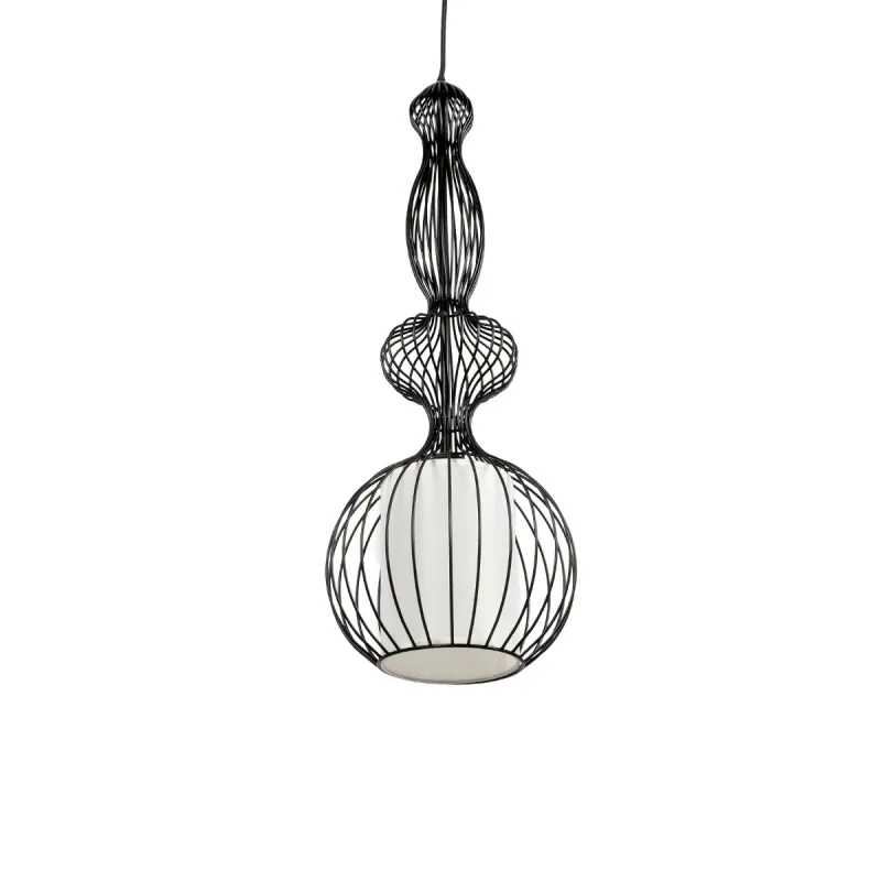 GLOBOSTAR® LILY 01560 Vintage Κρεμαστό Φωτιστικό Οροφής με Ντουί 1 x E27 AC 220-240V IP20 - Μαύρο & Λευκό - Μ25 x Π25 x Υ67cm
