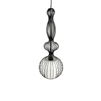 GLOBOSTAR® LILY 01560 Vintage Κρεμαστό Φωτιστικό Οροφής με Ντουί 1 x E27 AC 220-240V IP20 - Μαύρο & Λευκό - Μ25 x Π25 x Υ67cm