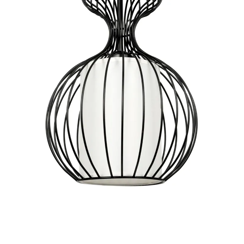 GLOBOSTAR® LILY 01560 Vintage Κρεμαστό Φωτιστικό Οροφής με Ντουί 1 x E27 AC 220-240V IP20 - Μαύρο & Λευκό - Μ25 x Π25 x Υ67cm