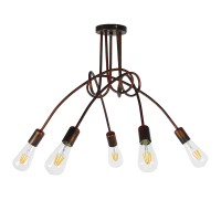 GLOBOSTAR® PAULELI 01564 Μοντέρνο Φωτιστικό Οροφής με Ντουί 5 x E27 AC 220-240V IP20 - Χάλκινο - Μ80 x Π80 x Υ40cm