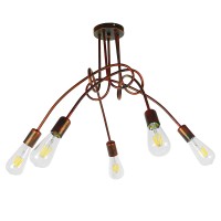 GLOBOSTAR® PAULELI 01564 Μοντέρνο Φωτιστικό Οροφής με Ντουί 5 x E27 AC 220-240V IP20 - Χάλκινο - Μ80 x Π80 x Υ40cm