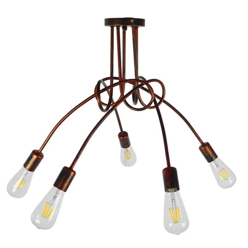 GLOBOSTAR® PAULELI 01564 Μοντέρνο Φωτιστικό Οροφής με Ντουί 5 x E27 AC 220-240V IP20 - Χάλκινο - Μ80 x Π80 x Υ40cm