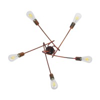 GLOBOSTAR® PAULELI 01564 Μοντέρνο Φωτιστικό Οροφής με Ντουί 5 x E27 AC 220-240V IP20 - Χάλκινο - Μ80 x Π80 x Υ40cm