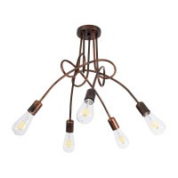 GLOBOSTAR® PAULELI 01564 Μοντέρνο Φωτιστικό Οροφής με Ντουί 5 x E27 AC 220-240V IP20 - Χάλκινο - Μ80 x Π80 x Υ40cm
