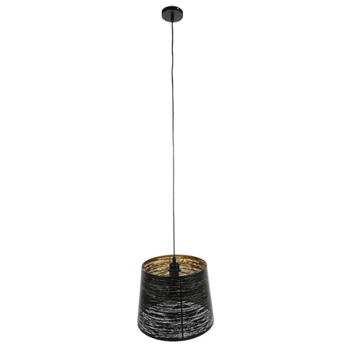 GLOBOSTAR® ACCADEMIA 01584 Μοντέρνο Κρεμαστό Φωτιστικό Οροφής με Ντουί 1 x E27 AC 220-240V IP20 - Μαύρο & Χρυσό - Μ35 x Π35 x Y25cm