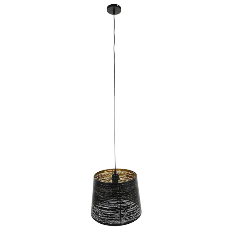 GLOBOSTAR® ACCADEMIA 01584 Μοντέρνο Κρεμαστό Φωτιστικό Οροφής με Ντουί 1 x E27 AC 220-240V IP20 - Μαύρο & Χρυσό - Μ35 x Π35 x Y25cm