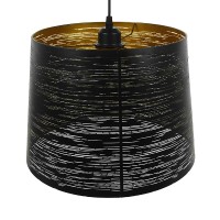 GLOBOSTAR® ACCADEMIA 01584 Μοντέρνο Κρεμαστό Φωτιστικό Οροφής με Ντουί 1 x E27 AC 220-240V IP20 - Μαύρο & Χρυσό - Μ35 x Π35 x Y25cm