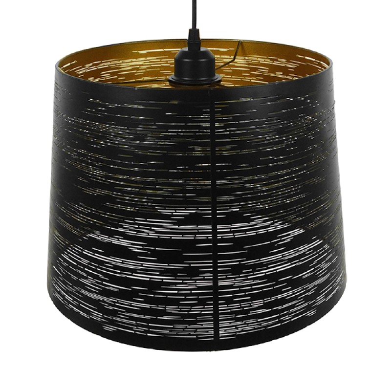 GLOBOSTAR® ACCADEMIA 01584 Μοντέρνο Κρεμαστό Φωτιστικό Οροφής με Ντουί 1 x E27 AC 220-240V IP20 - Μαύρο & Χρυσό - Μ35 x Π35 x Y25cm