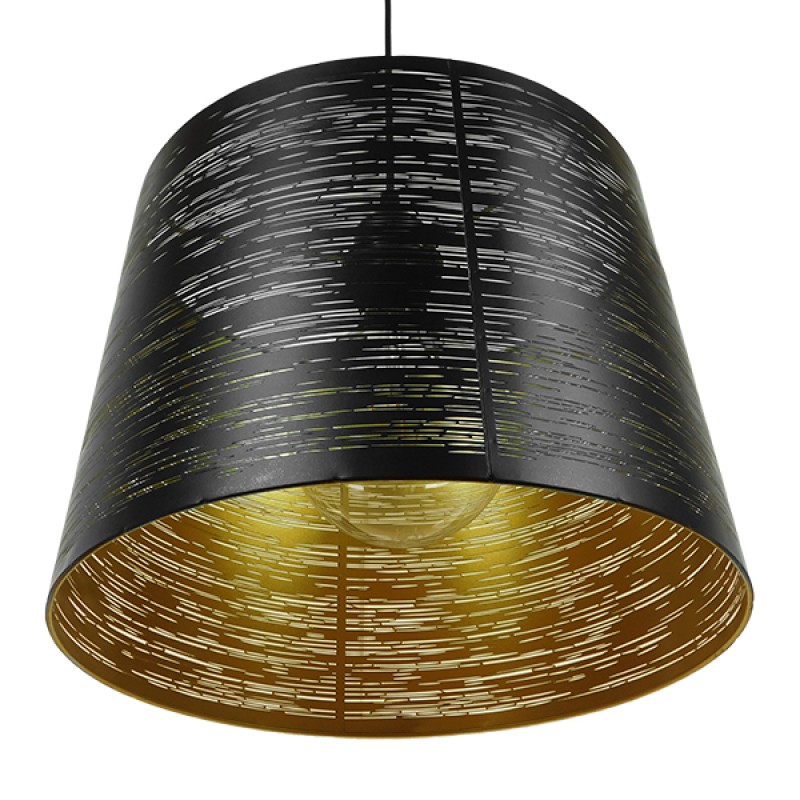 GLOBOSTAR® ACCADEMIA 01584 Μοντέρνο Κρεμαστό Φωτιστικό Οροφής με Ντουί 1 x E27 AC 220-240V IP20 - Μαύρο & Χρυσό - Μ35 x Π35 x Y25cm