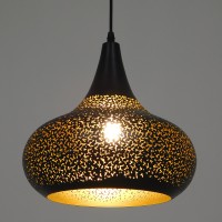 GLOBOSTAR® JANIS 01590 Μοντέρνο Κρεμαστό Φωτιστικό Οροφής με Ντουί 1 x E27 AC 220-240V IP20 - Μαύρο & Χρυσό - Μ30 x Π30 x Υ30cm
