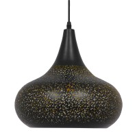 GLOBOSTAR® JANIS 01590 Μοντέρνο Κρεμαστό Φωτιστικό Οροφής με Ντουί 1 x E27 AC 220-240V IP20 - Μαύρο & Χρυσό - Μ30 x Π30 x Υ30cm